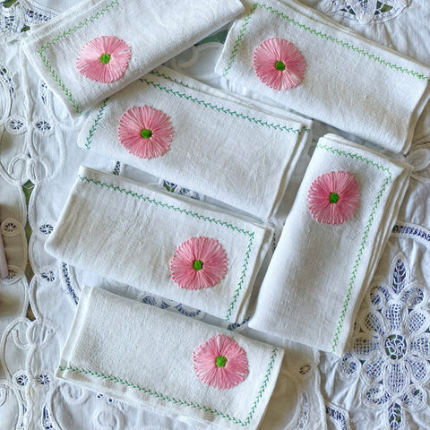 6 serviettes brodées