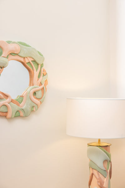 Miroir RACINES (vert et rose )