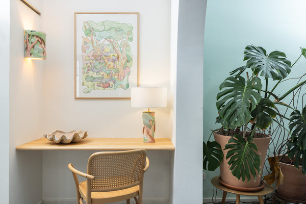 Lampe RACINES (vert et rose)