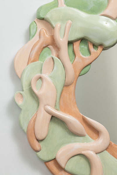 Miroir RACINES (vert et rose )