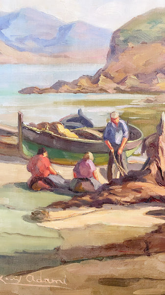 Huile sur toile port de pêche de Louis Adami