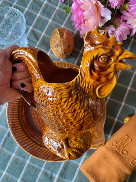 Pichet coq terre cuite