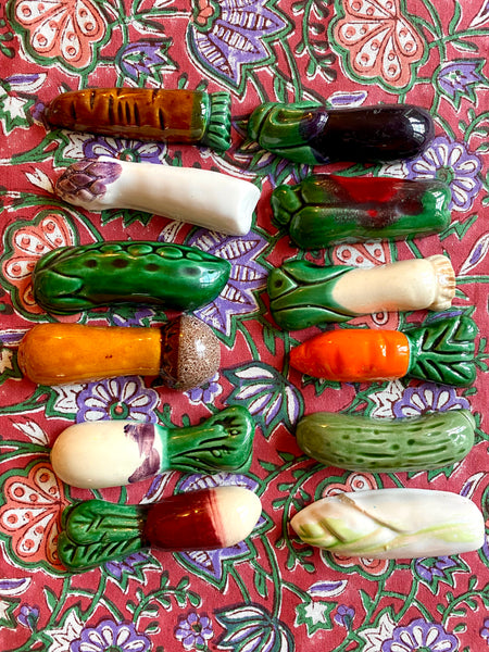 12 porte couteaux légumes céramique vintage