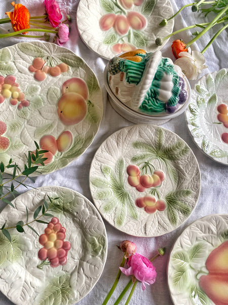 Lot de 5 assiettes barbotine