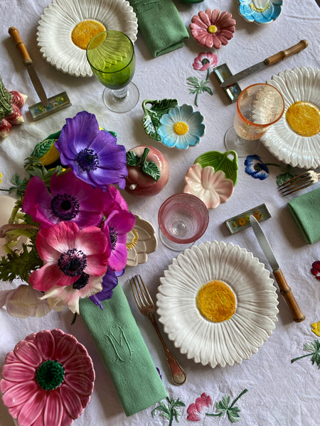 6 assiettes barbotine Marguerite