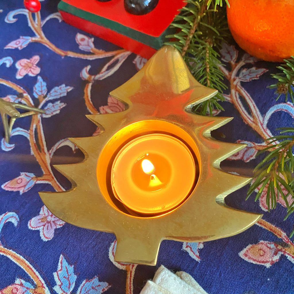 Bougeoir sapin laiton