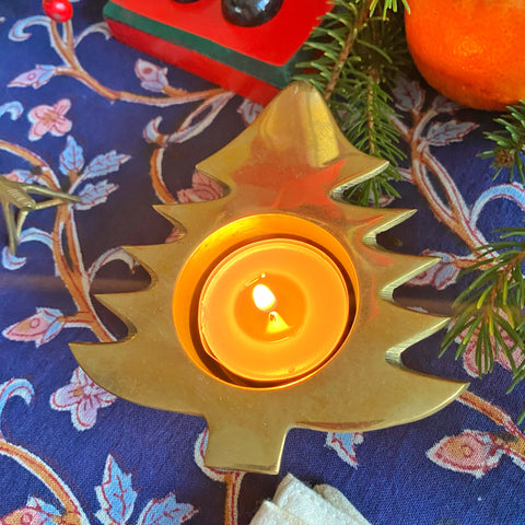 Bougeoir sapin laiton