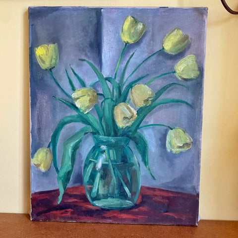 Huile sur toile les tulipes