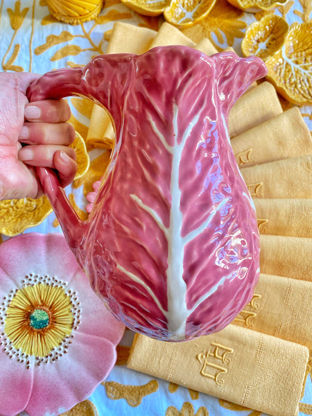 Pichet barbotine chou rose