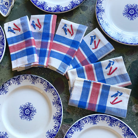 6 serviettes monogramme