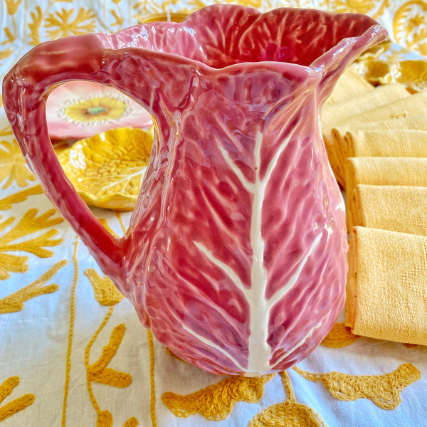 Pichet barbotine chou rose