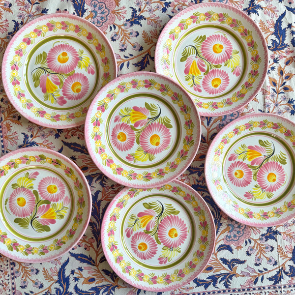 6 assiettes fleurs faïence Quimper