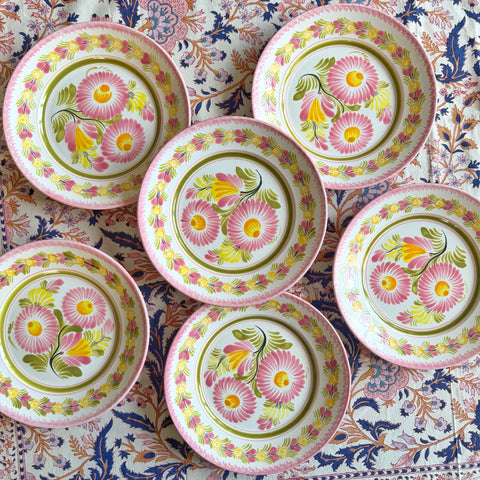6 assiettes fleurs faïence Quimper