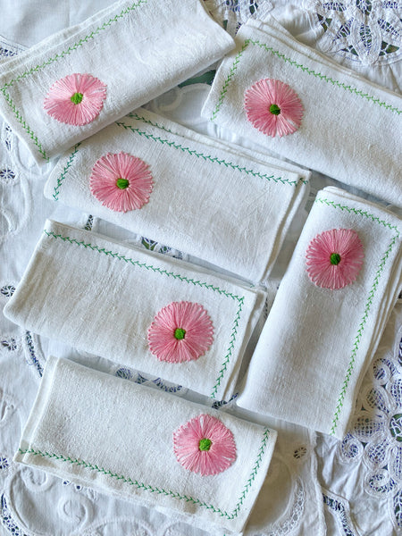 6 serviettes brodées