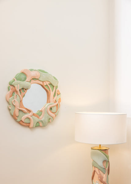 Miroir RACINES (vert et rose )