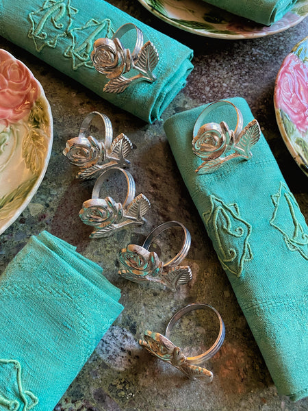 6 anneaux de serviettes vintage