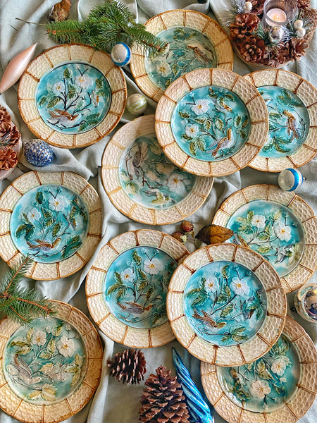 11 assiettes barbotine