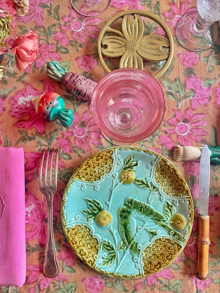 7 assiettes barbotine perruche