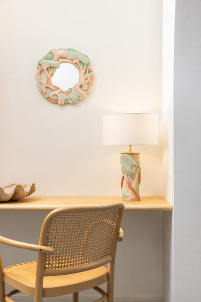 Miroir RACINES (vert et rose )