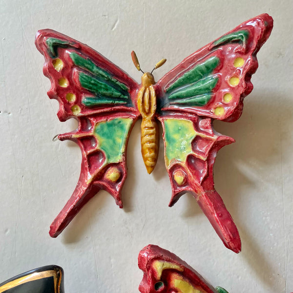 Papillon mural terre cuite émaillée