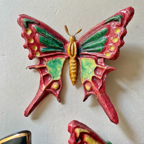Papillon mural terre cuite émaillée