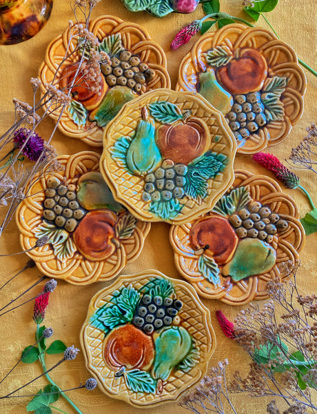 6 assiettes à pain barbotine