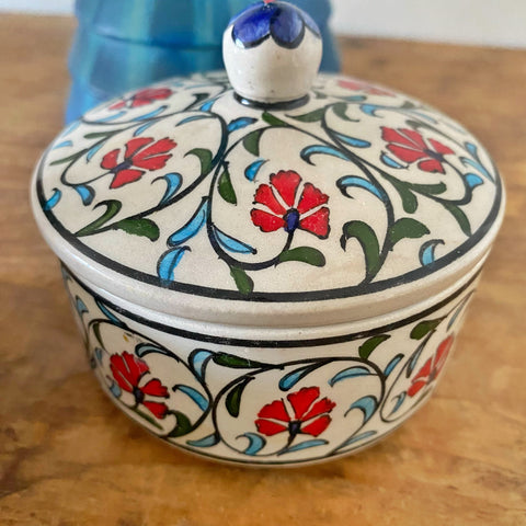 Boîte vintage faïence peinte à la main