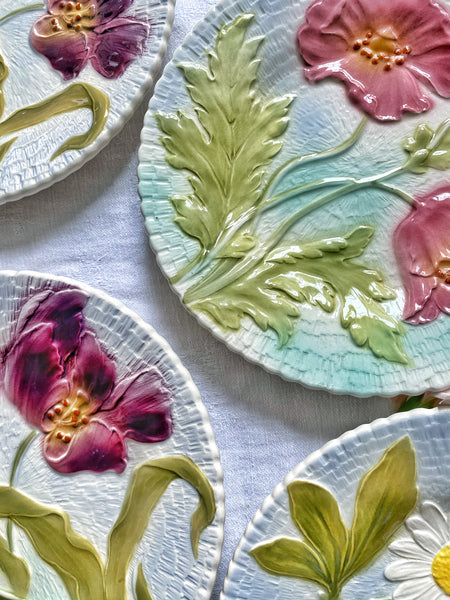 6 assiettes barbotines fleurs