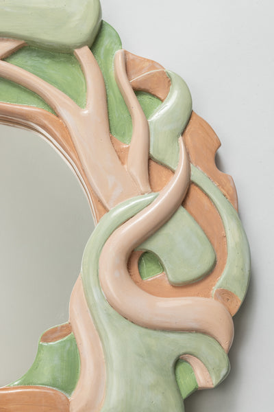 Miroir RACINES (vert et rose )