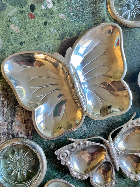Plat papillon métal argenté