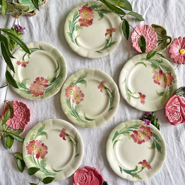 6 assiettes anciennes pavot