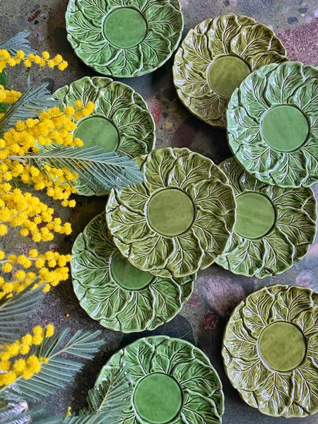 10 assiettes dessert feuilles