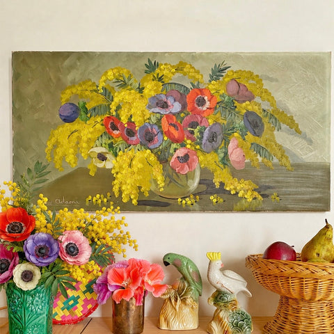 Huile sur toile aux mimosas de Louis Adami