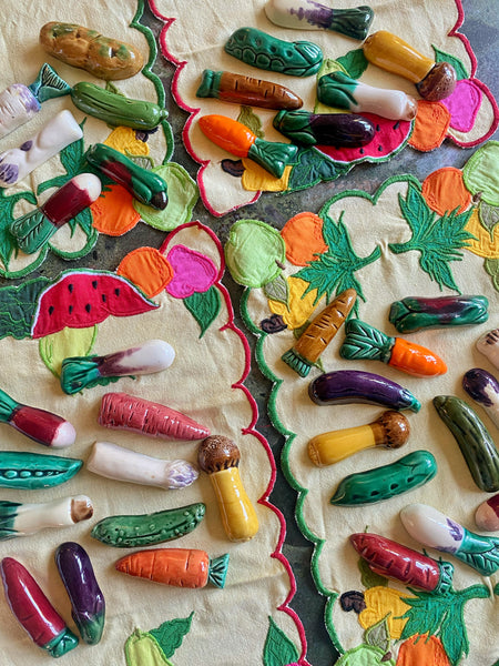 12 porte couteaux légumes céramique vintage