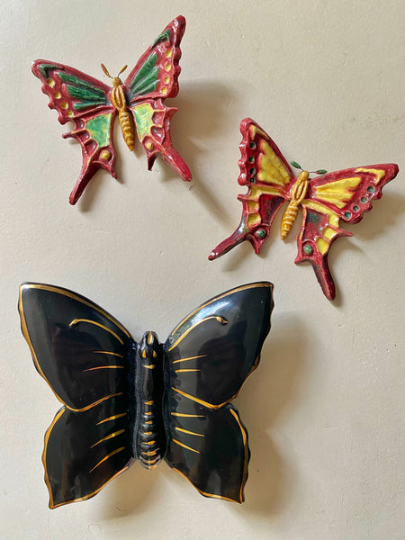 Papillon mural terre cuite émaillée