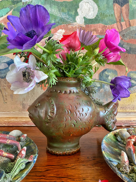 Vase poisson terre cuite
