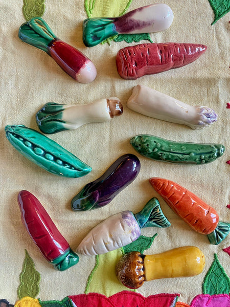 12 porte couteaux légumes céramique vintage