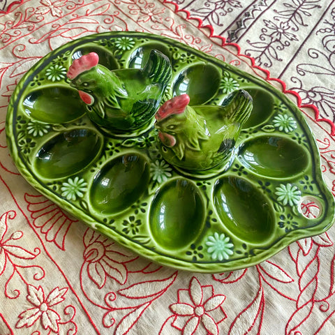 Plat à œufs faïence