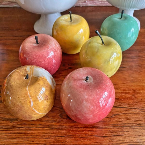 Ensemble 6 pommes en marbre