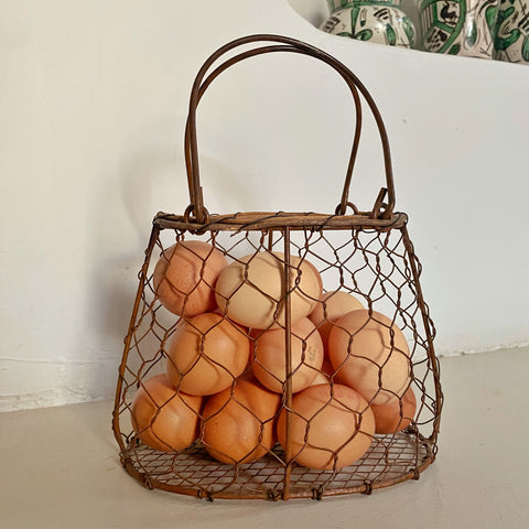 Panier ancien rotin et métal