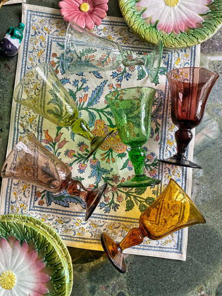 6 verres Biot verre soufflé