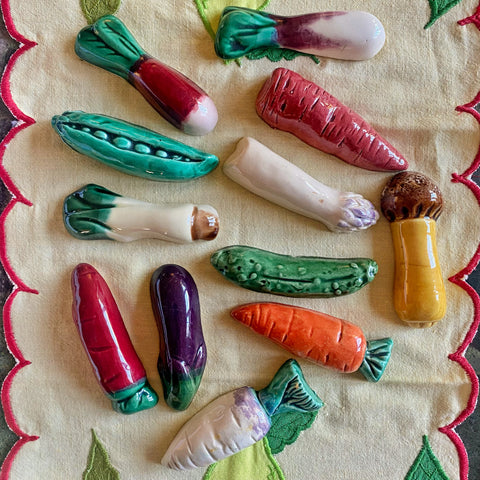 12 porte couteaux légumes céramique vintage
