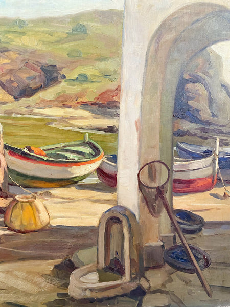 Huile sur toile port de pêche de Louis Adami