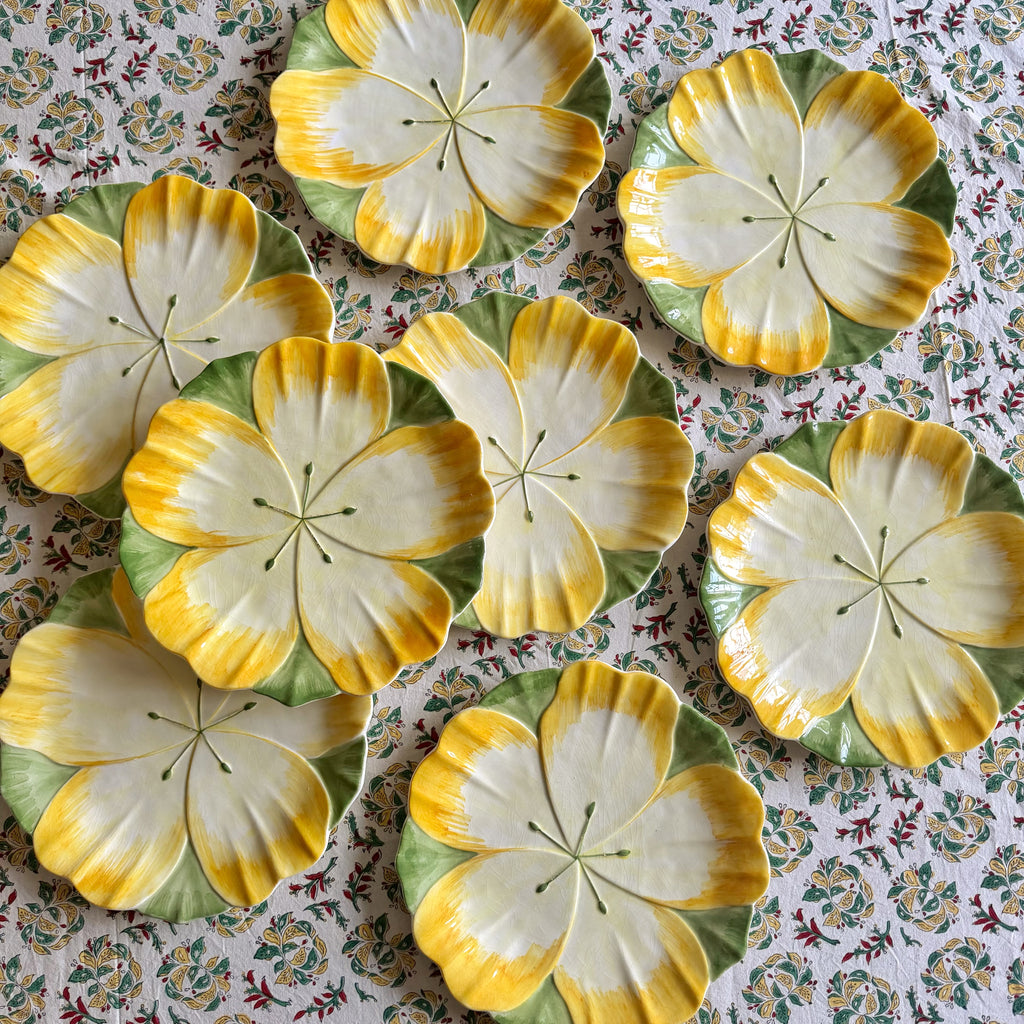 8 grandes assiettes fleurs faïence