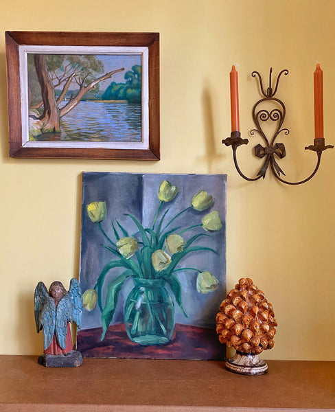 Huile sur toile les tulipes
