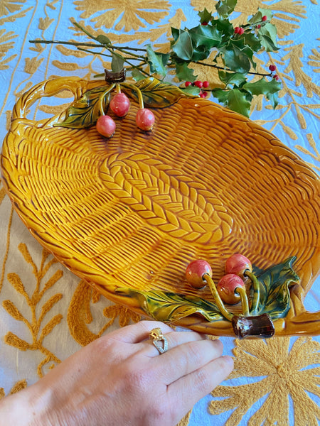 Grand Plat céramique décor cerises