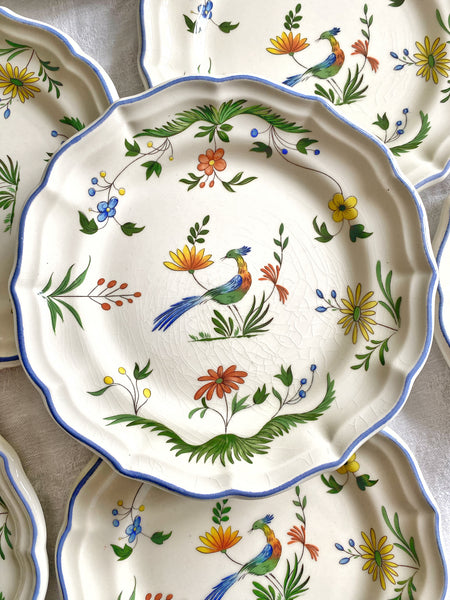9 assiettes Gien oiseaux de paradis