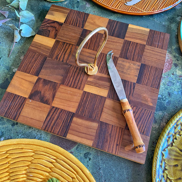 Plateau vintage marqueterie de bois