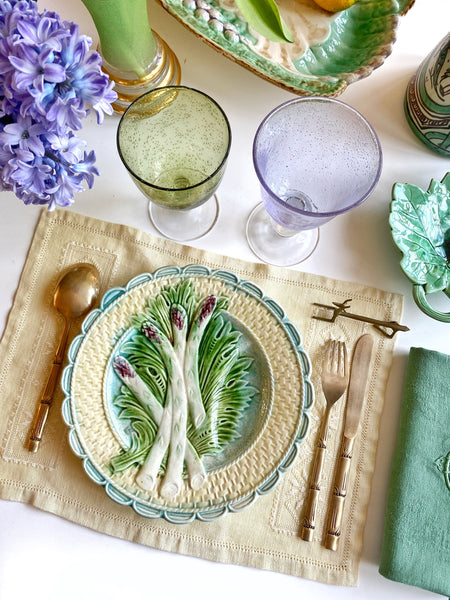 6 assiettes barbotine asperge XIXEme