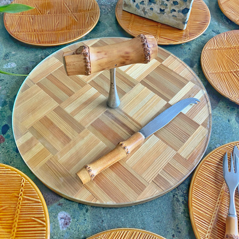 Plateau vintage marqueterie de paille